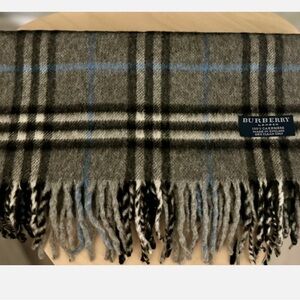 Burberry Gray and Light Blue Cashmere Scarf